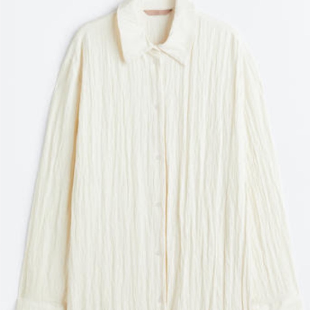 H&M Cream Crinkles Shirt and Pants Set